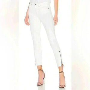 Kendall High-Rise Zipper Jean in  White 
GRLFRND